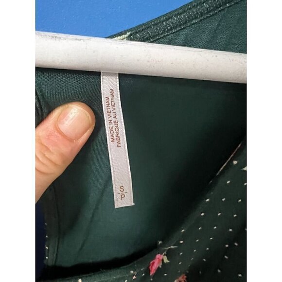 Free People Floral Green Polka Dot Mini Dress With Ruched Front & Keyhole Back, - Picture 9 of 11